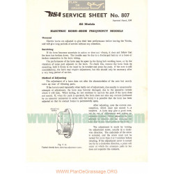 Bsa Service Sheet N 807 P1958 Electric Horn High Frequenscey Models