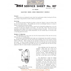 Bsa Service Sheet N 807 P1967 Electric Horn