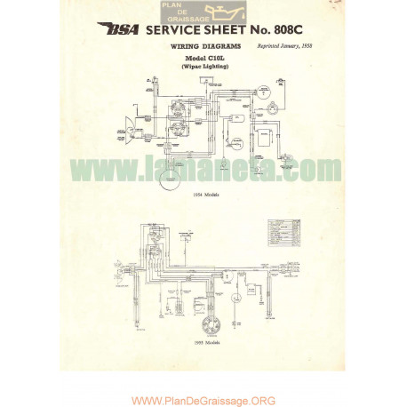 Bsa Service Sheet N 808c P1958 Wiring Diagrams C10l