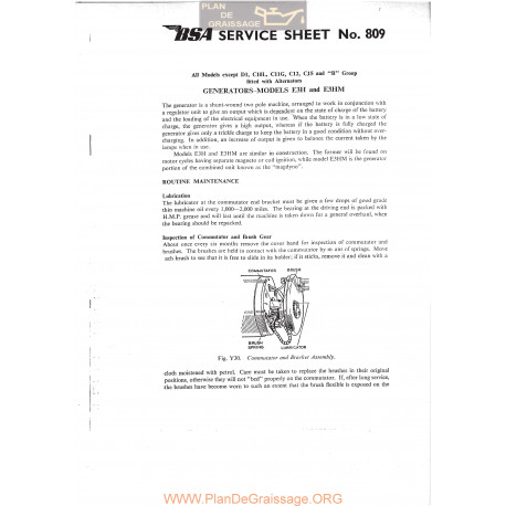 Bsa Service Sheet N 809 P1967 Generators