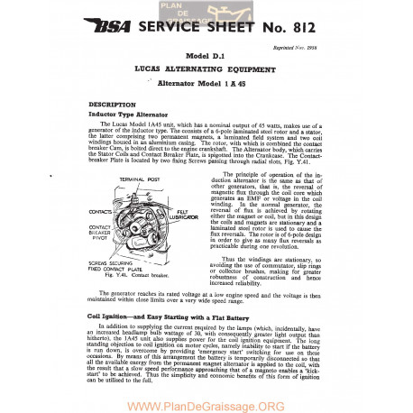 Bsa Service Sheet N 812 P1967 Lucas Alternator