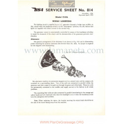 Bsa Service Sheet N 814 P1956 Lucas Iluminacion Modelo C10l Ingles