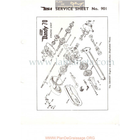 Bsa Service Sheet N 901 P1956 Motor Y Caja Cambio Modelo Dandy 70 Ingles