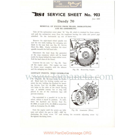 Bsa Service Sheet N 903 P1956 Montaje Y Desmontaje Encendido Modelo Dandy 70 Ingles