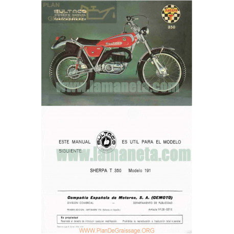 Bultaco Sherpa 350 Cc Manual De Instrucciones