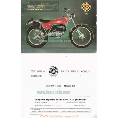 Bultaco Sherpa T 350 Mod 191 Manual Usuario