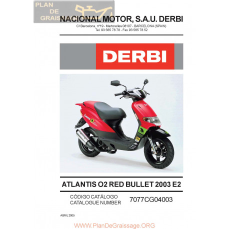 Derbi Atlantis Red Bullet 2003 Parts List