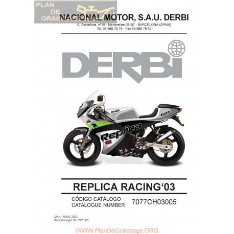 Derbi Gpr Replica Racing 2003 Parts List