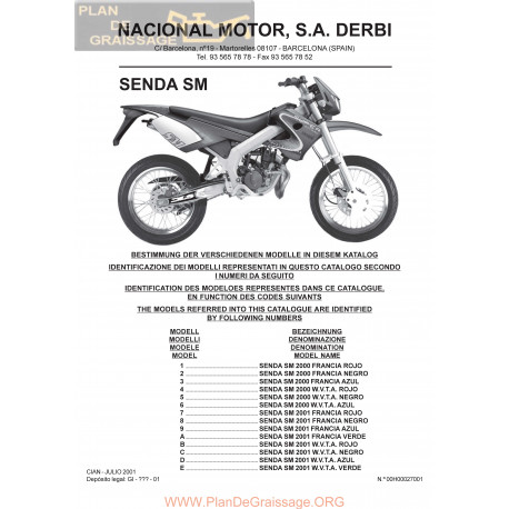 Derbi Senda Sm 2001 Parts List