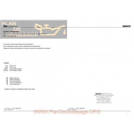 Ducati 996 Mono 2000 Parts List