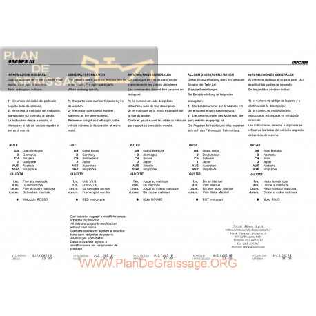 Ducati 996 Sps Iii 2000 Parts List