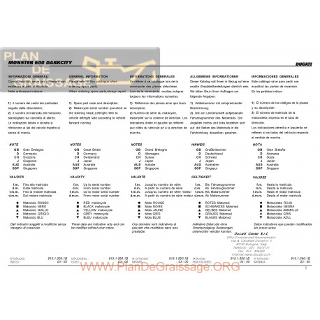 Ducati Monster 600 Darkcity 2000 Parts List