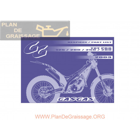 Gasgas Txt Pro 125 200 250 280 2003 Parts List