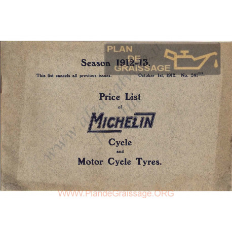 General Michelin Catalogue Motor Cycle 1912 1913