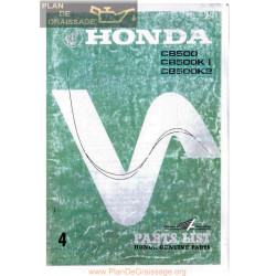 Honda Cb 500 1976 K K1 K2 Parts List