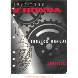 Honda Cbr 1100xx 97 98 Service Manual
