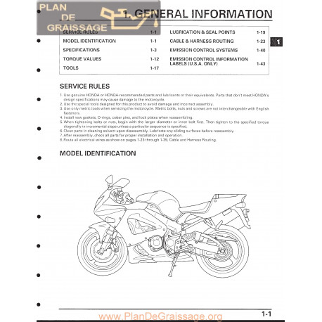 Honda Cbr 929 Rr 2000 2001 Fireblade Service Manual