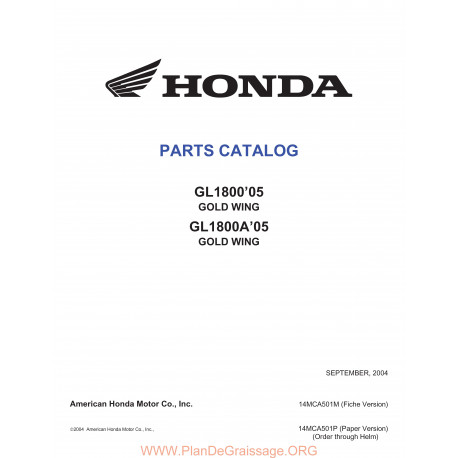 Honda Gl 1800 2005 Parts List