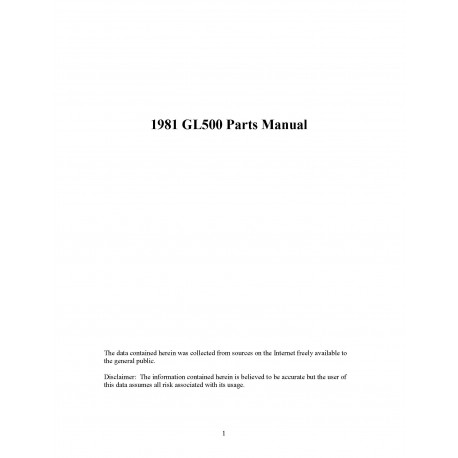 Honda Gl 500 1981 Parts List