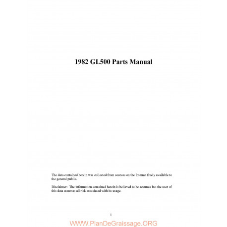 Honda Gl 500 1982 Parts List