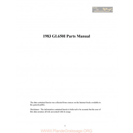 Honda Gl 650 I 1983 Parts List