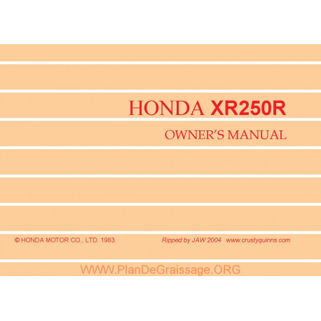 Honda Xr 250 R 1983 Manual De Intretinere