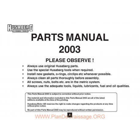 Husaberg 2003 Parts List