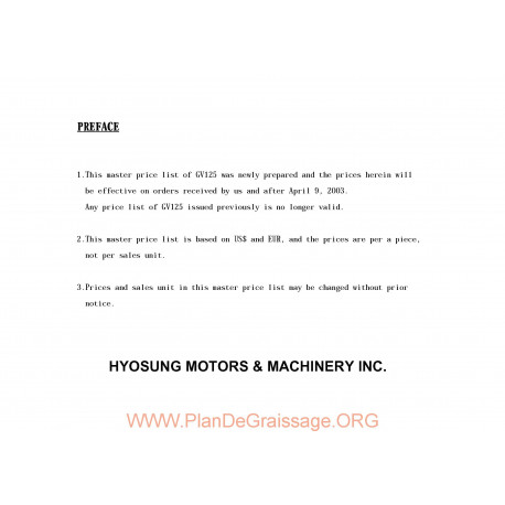 Hyosung Aquila 125 Parts List