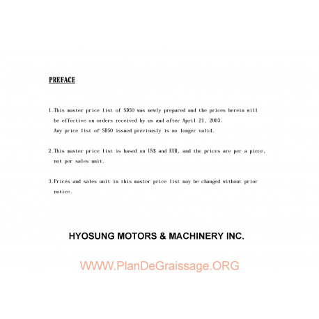 Hyosung Sense 50 Parts List