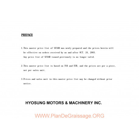 Hyosung Silverhawk 250 R Parts List