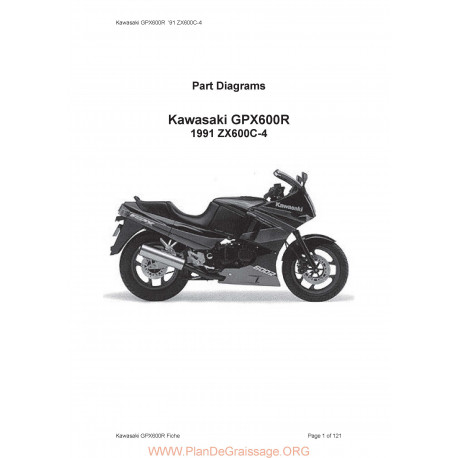 Kawasaki Gpx 600 R Zx 600 C4 1991 Parts List