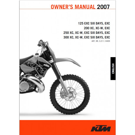 Ktm 125 200 250 300 Exc Six Xc Owner Manual 2007