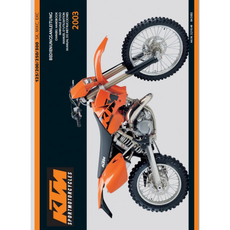 Ktm 125 200 250 300 Sx Mxc Exc Manual Owners 2003