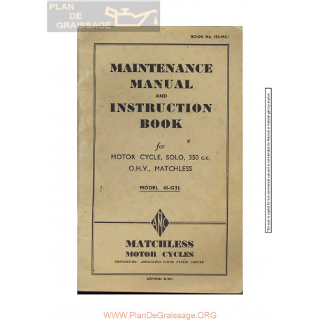 Matchless 350 Cc G3l 1941 Owners Manual
