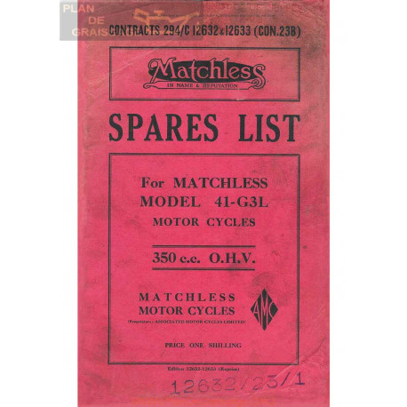 Matchless M G3l 1941 Parts List Contract C12632 33