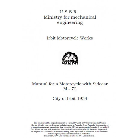 Moscow M 72 1954 Manual De Reparatie