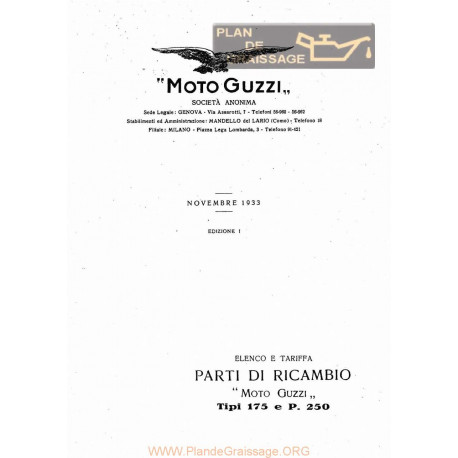 Moto Guzzi 175 E P250 Cat Ricambi
