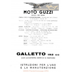 Moto Guzzi Galletto 192 A.e. E Normale Uso E Manutenzione