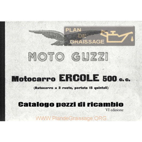 Moto Guzzi Motocarro Ercole Cat Pezzi Di Ricambio Vi Edizione 1956