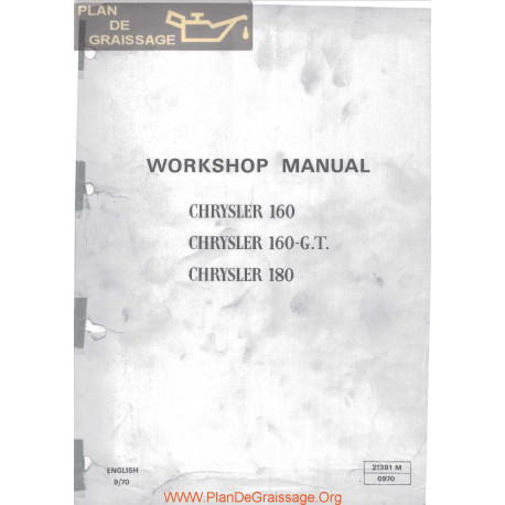 Chrysler 160 160 G T 180 1970 Workshop Manual