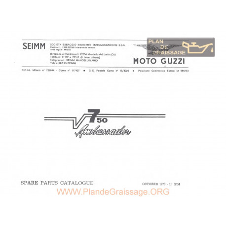 Moto Guzzi V7 Ambassador 1970 Parts List