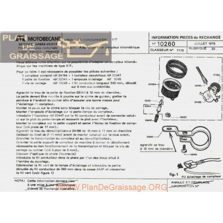 Motobecane Adaptation Compteur Kilometrique 51t 1979 Note Tech Num 10260