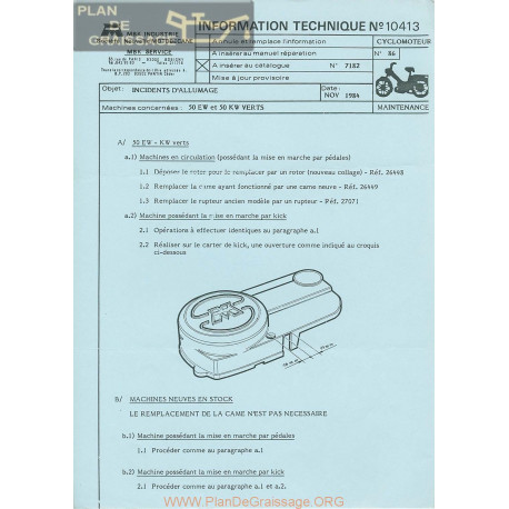 Motobecane Allumage 50 Ew Kw Verts 1984 Note Tech Num 10413