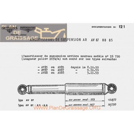 Motobecane Amortisseur Ar 87 88 85 Note Tech Num 121