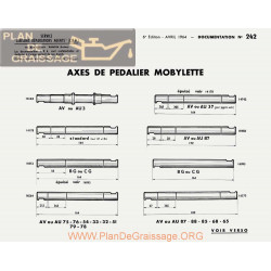 Motobecane Axes Pedalier 1964 Note Tech Num 242