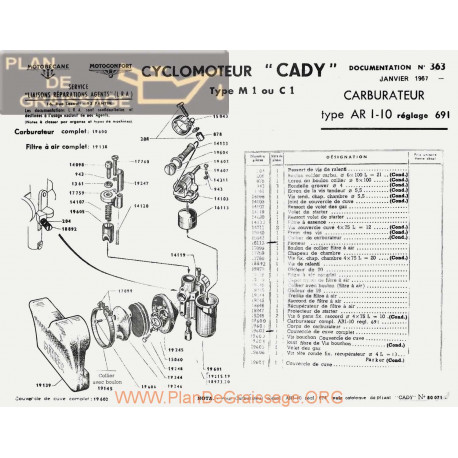 Motobecane Carburateur Ar I 10 1967 Note Tech Num 363