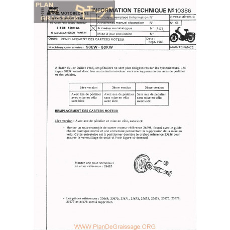 Motobecane Carters Moteur 50 Ew Kw 1983 Note Tech Num 10386