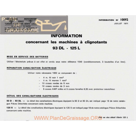 Motobecane Clignotants 93 125 Dl 1971 Note Tech Num 10092