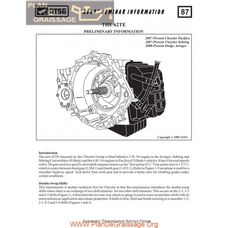 Chrysler Atsg 62 Te Techtran Transmission 2009 Rebuild Manual