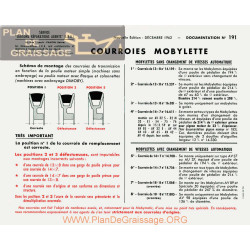 Motobecane Courroies 1962 Note Tech Num 191